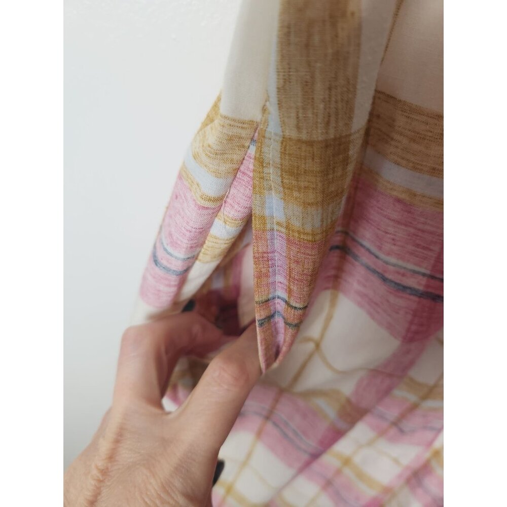 Loft Beach Women's Sz. XS Pink & Tan Plaid Backless Tank Jumpsuit - Picture 3 of 7